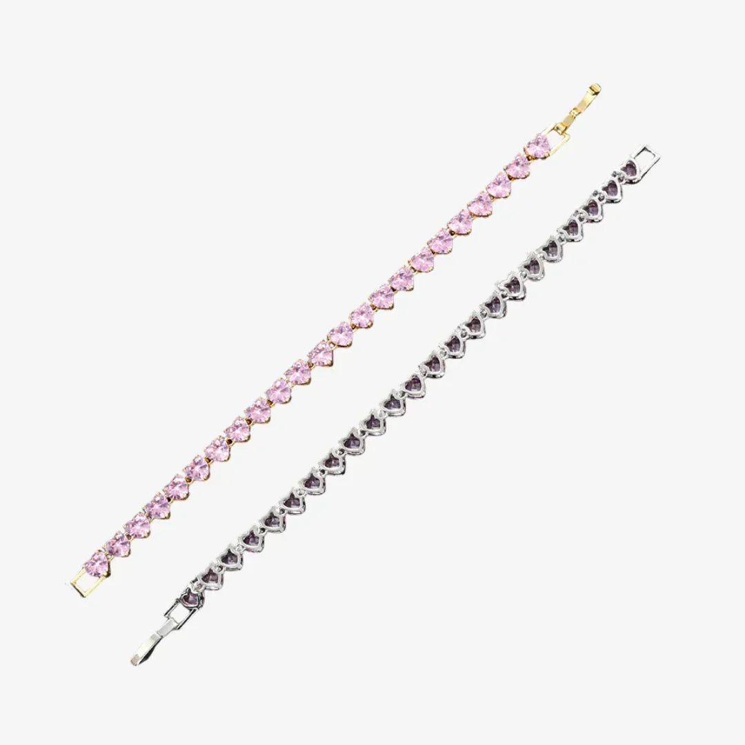 Armband Tennis Mit Rosa Herz